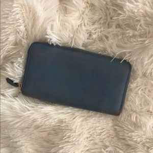 Alexander Mqueen distressed blue wallet